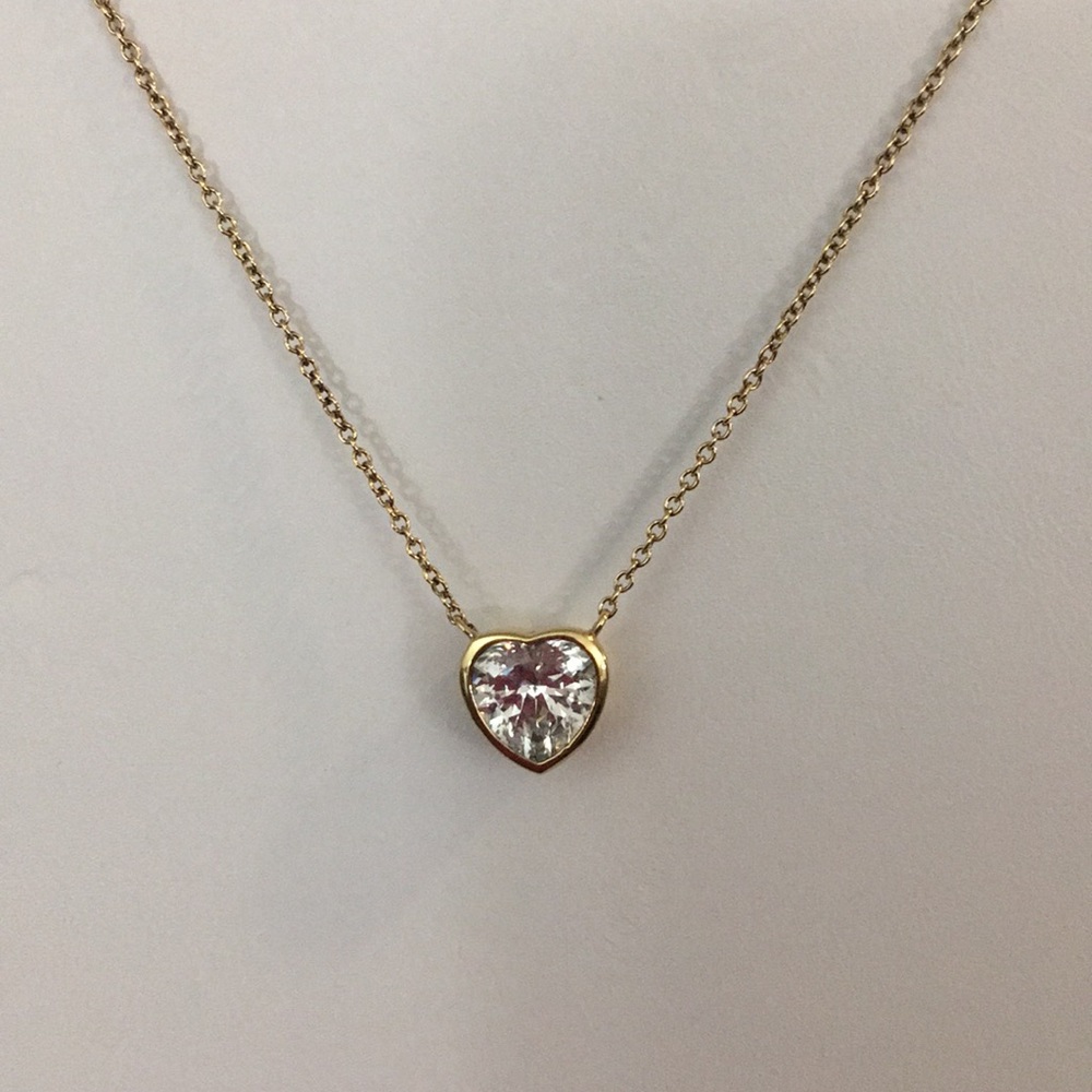 Diamonique heart pendant 14k clad .925 necklace